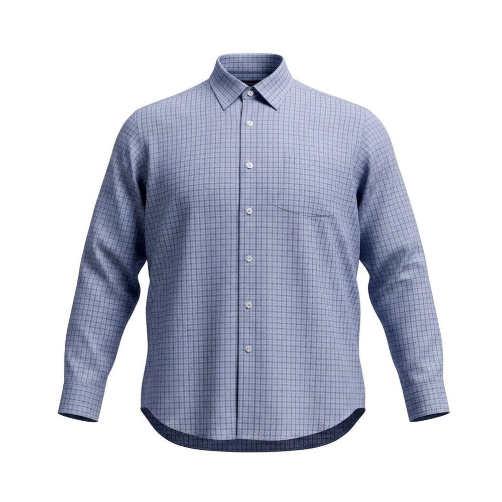 Brooks Brothers Original Polo Shirt Men 19 36/37 Blue Plaid Non-Iron Stretch